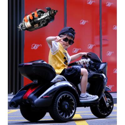 Children electric motorcycle children can ride adult rechargeable tricycle boys and girls double large double drive toy 