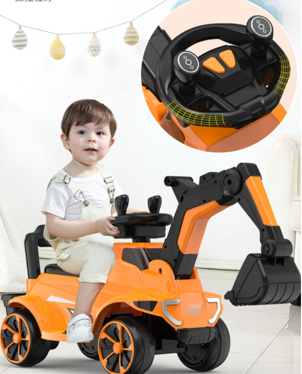 Children's excavator toy car Boy electric engineering car can seat oversized remote control hook baby excavator